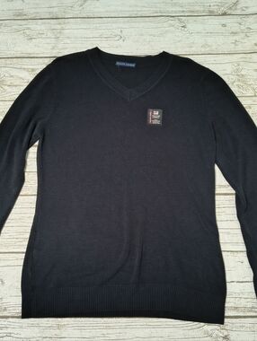 Vintage Ralph Lauren Black V Neck Sweater Made In Hong Kong Size Large